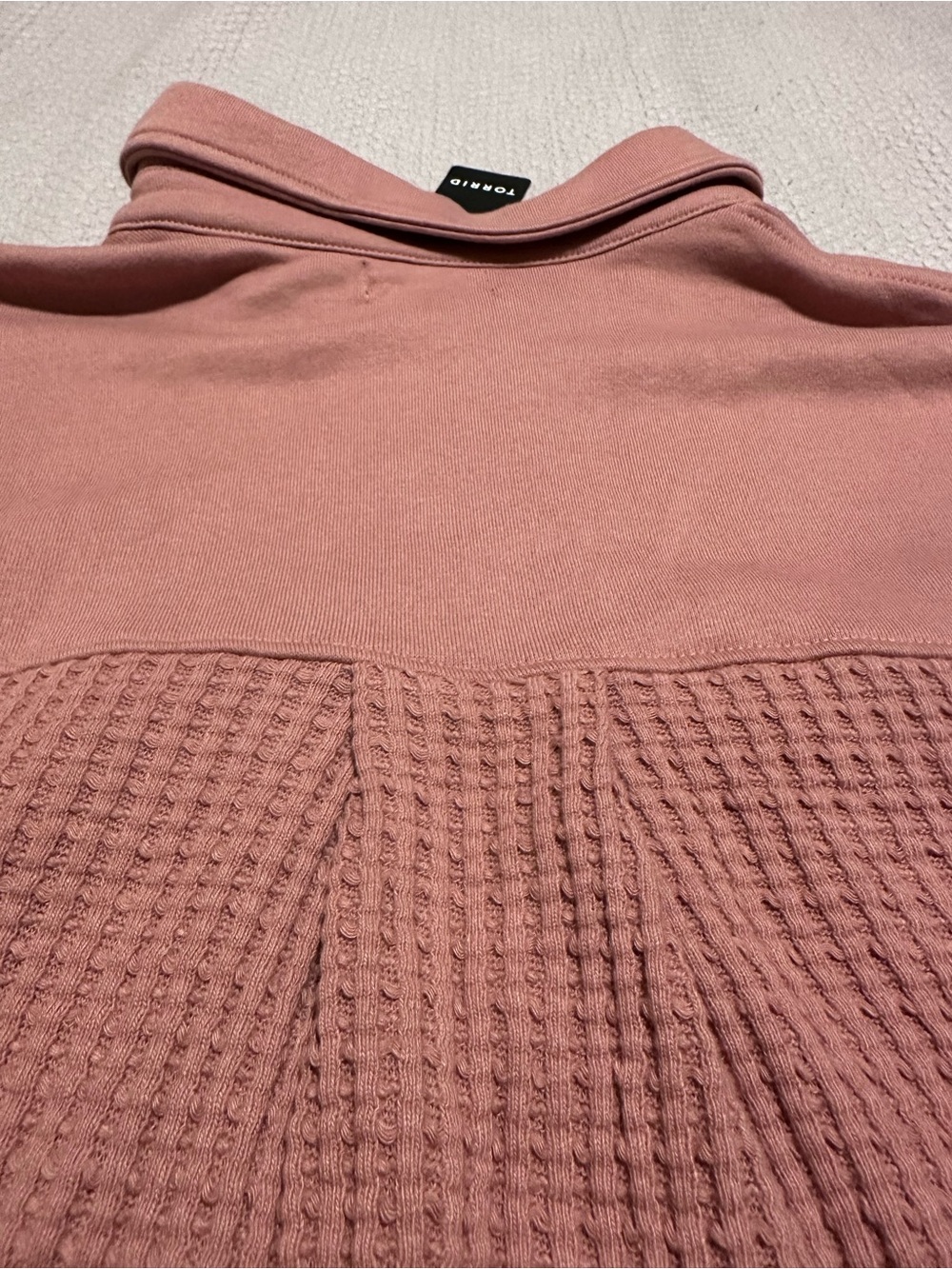 Plus size 0 torrid Waffle-Knit Button-Up Shirt Jacket in Dusty Rose - Picture 4 of 5